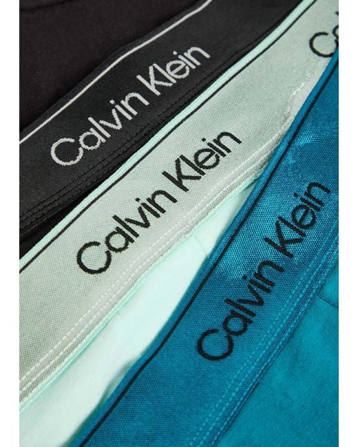 Calvin Klein Blue Icon Metallic Stretch-Cotton Trunks for men