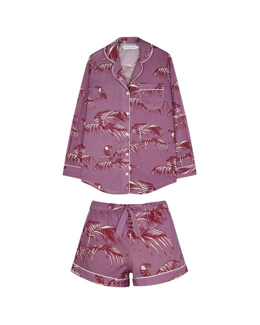 Desmond & Dempsey Purple Bocas Printed Pyjama Set