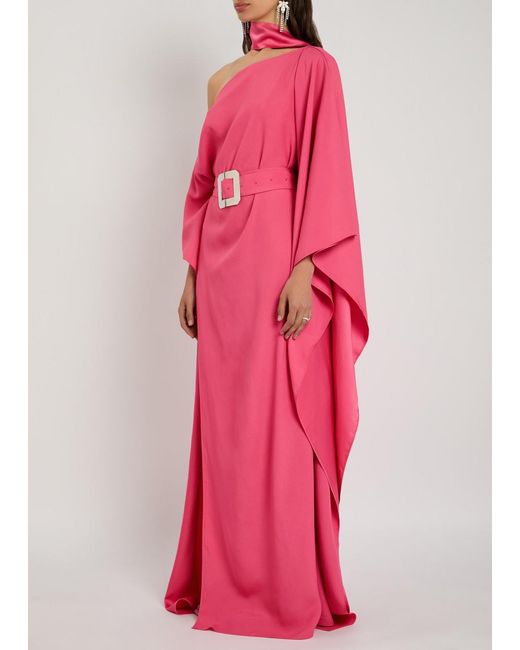 Taller Marmo Pink Taylor Crepe Maxi Kaftan Dress