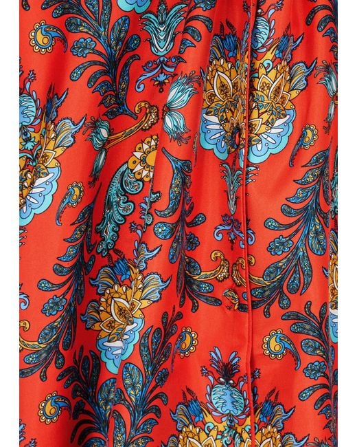 Borgo De Nor Red Eden Printed Silk-satin Shirt