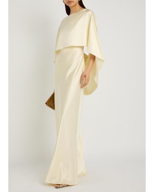 Heirlome Natural Anna Cape Silk Maxi Dress