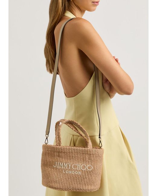 Jimmy Choo Beach Mini Raffia Tote in Natural | Lyst