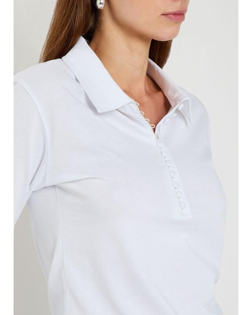 Dries Van Noten White Herst Cotton Polo Top