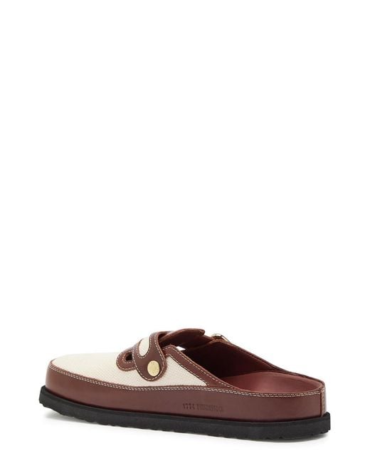 Birkenstock Brown Boston Bold Canvas And Leather Clogs