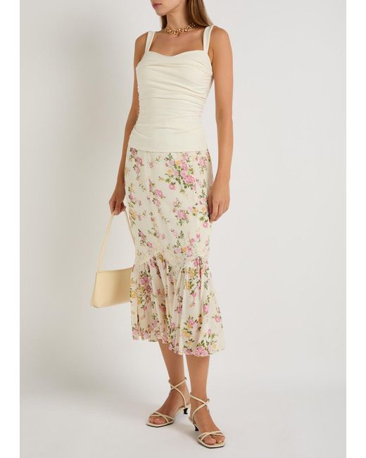 Reformation Natural Trish Ruched Stretch-Cotton Top