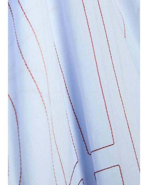 Totême Blue Logo-Monogrammed Cotton-Blend Shirt