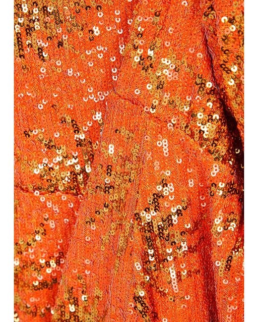 Farm Rio Orange Sunny Mood Sequin Mini Dress