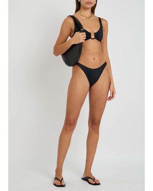 Away That Day Black Lido Unidici Scoop Neck Designer Bikini, Light, L