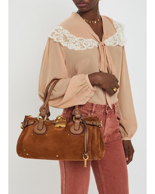 Chloé Brown Paddington Suede Shoulder Bag