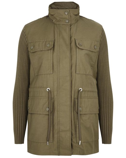 Moncler Green Poplin And Knitted Jacket