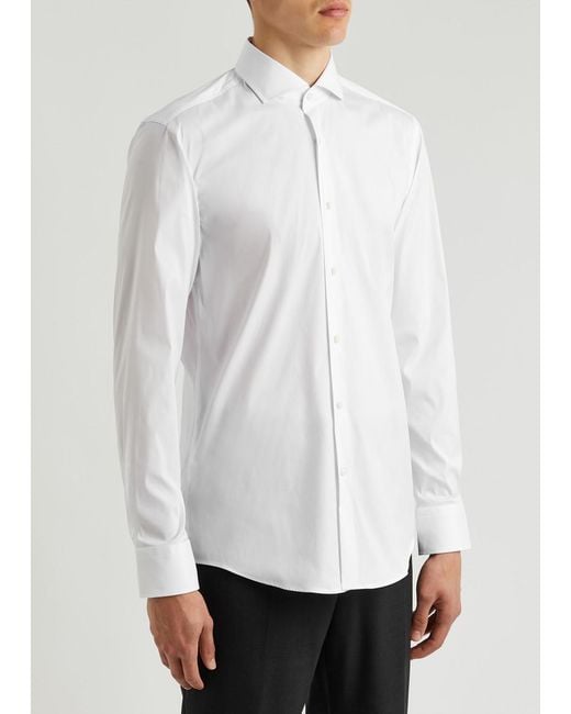 Boss White Cotton-Blend Shirt for men