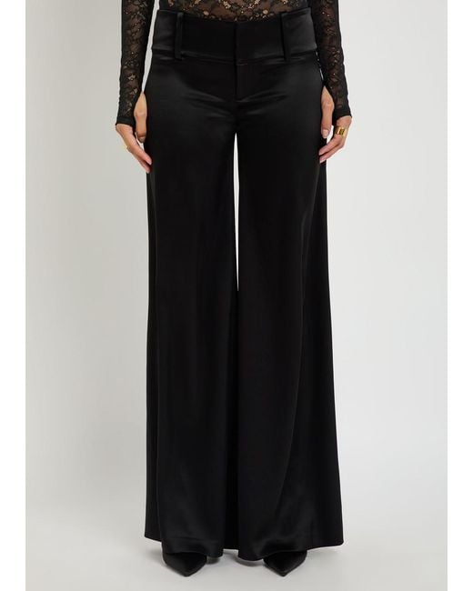 Alice + Olivia Blue Olivia Wide-Leg Satin Trousers