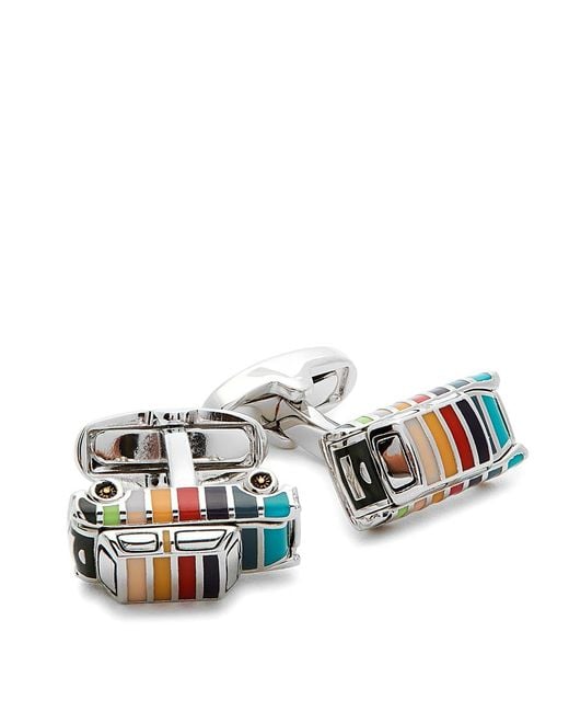 Paul Smith White Mini Car Enamelled Cufflinks for men