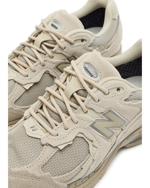 New Balance White 2002R Panelled Suede And Mesh-Knit Sneakers