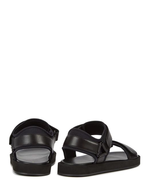 The Row Black Hook And Loop Leather Sandals