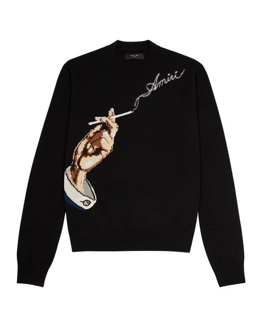Amiri Smoke Intarsia Wool-blend Jumper in Black for Men | Lyst UK