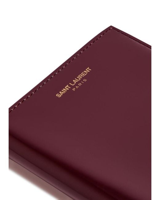Saint Laurent Purple Logo-Stamped Patent Leather Passport Holder