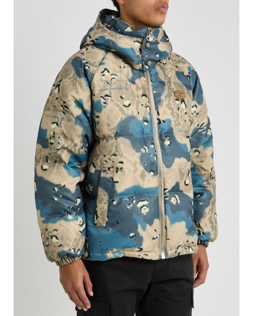 Aape Blue Camouflage-Print Quilted Shell Jacket for men