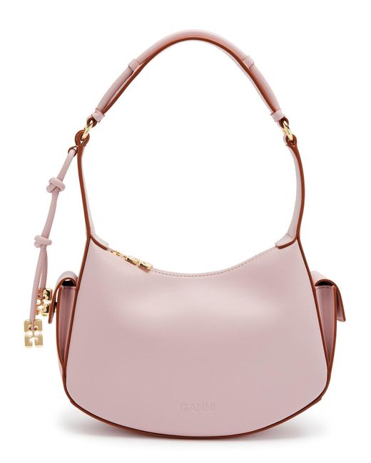 Ganni Pink Leather Shoulder Bag