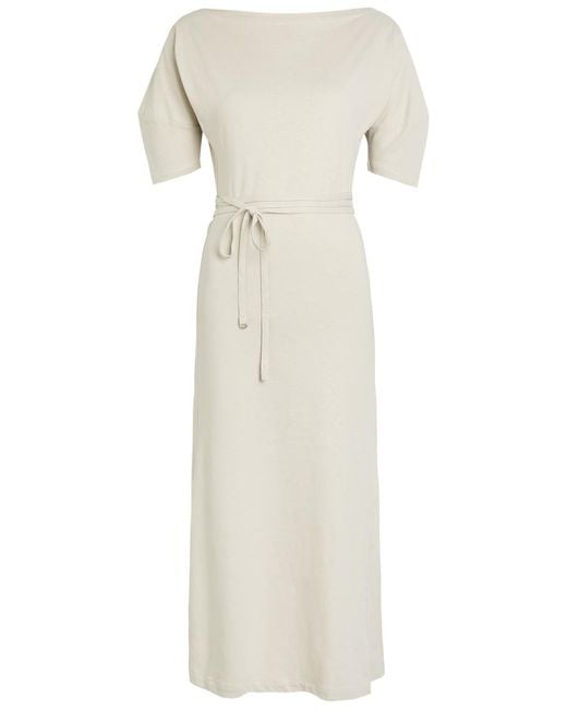 Lemaire White Belted Off-The-Shoulder Cotton-Blend Midi Dress