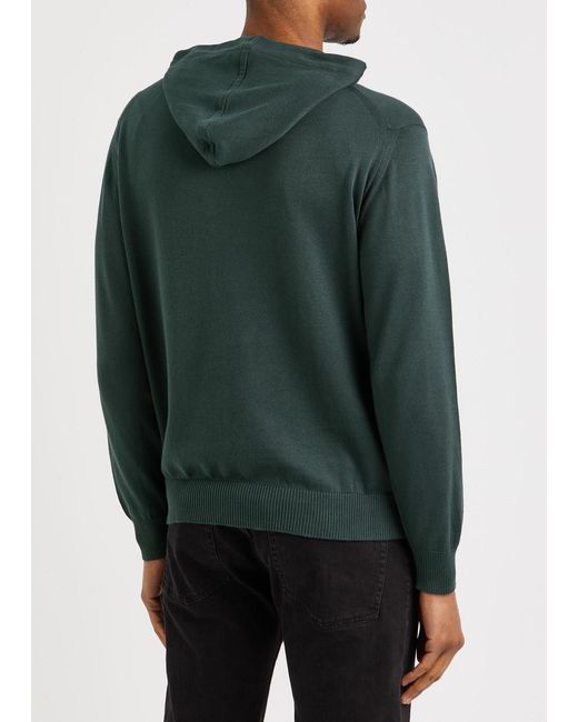 John Smedley Green Sundown Hooded Knitted Sweatshirt for men