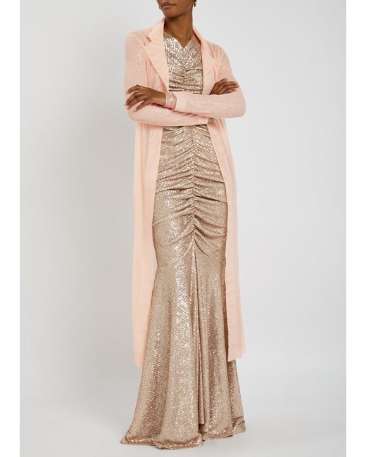 Norma Kamali Pink Single-Breasted Mesh Coat
