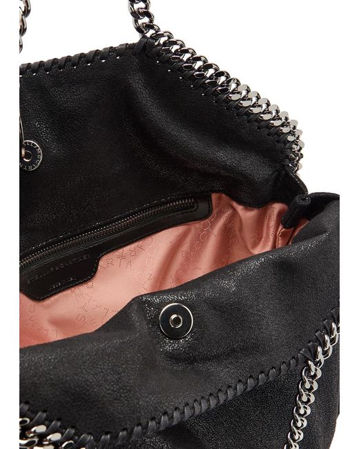 Stella McCartney Black Falabella 3 Chain Faux Suede Tote Bag