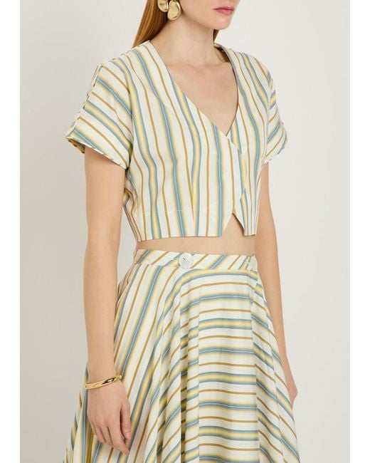 Thierry Colson White Bianca Striped Cotton-Poplin Blouse