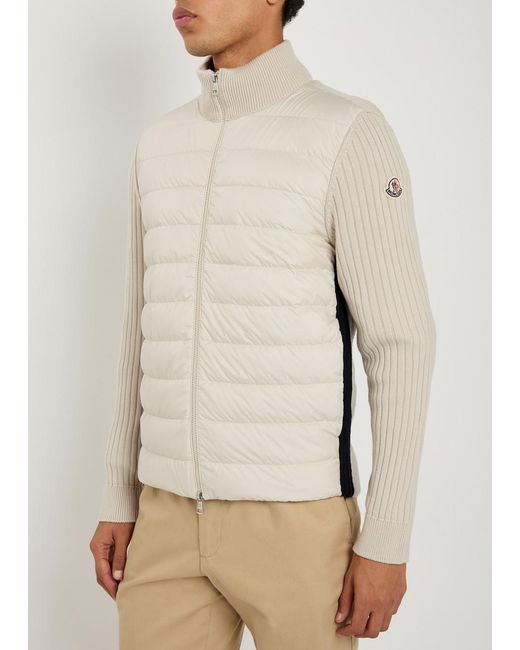 Moncler White Quilted Shell And Knit Jacket for men