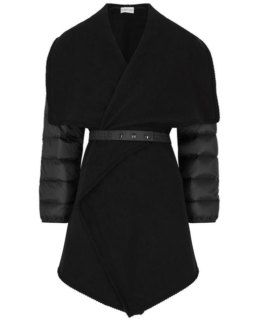 Moncler Black Wool-blend And Quilted Shell Cape