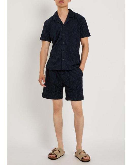 Raith Blue Fausto Flocked-Pattern Terry Shirt for men