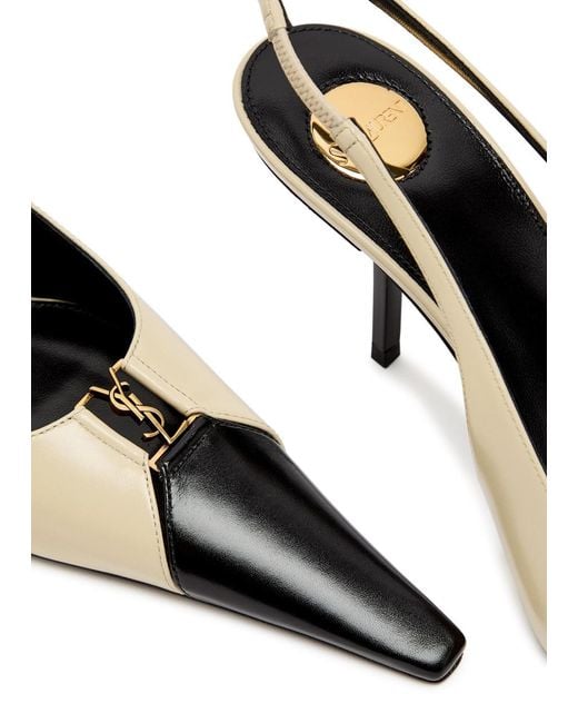 Saint Laurent Metallic Babylone 75 Panelled Leather Pumps