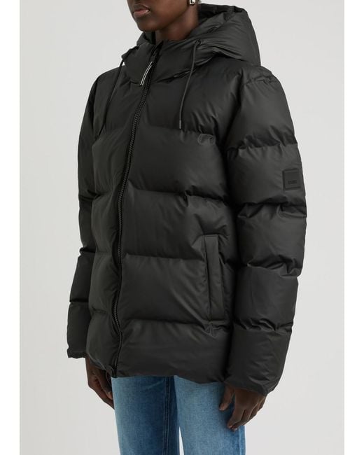 Rains Black Quilted Rubberised Jacket