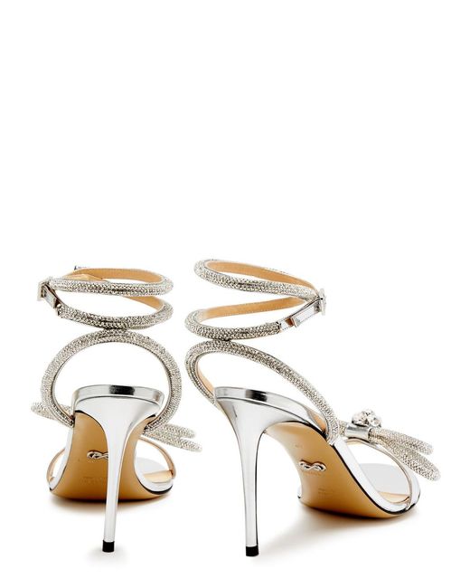 Mach & Mach Double Bow 95 Metallic Leather Sandals