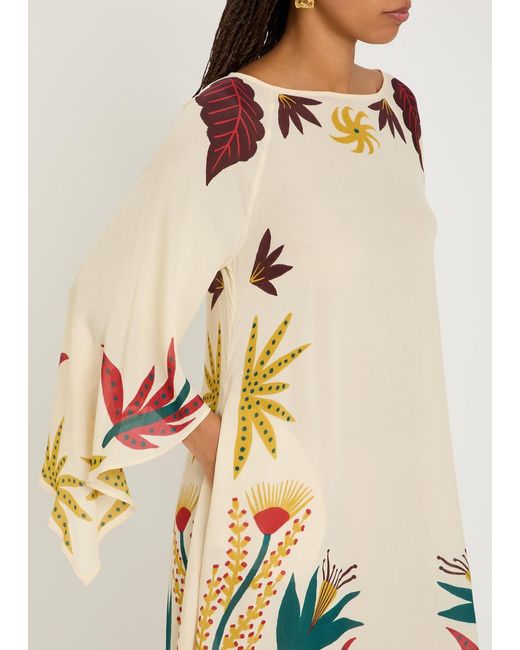 Etro White Printed Chiffon Maxi Cover-Up Dress