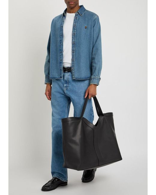 Saint Laurent Black Y Maxi Leather Tote Bag for men