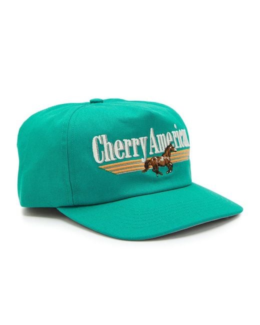 CHERRY LA Green Cherry American Embroidered Woven Cap for men