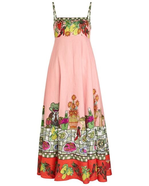 ALÉMAIS Red Contessa Printed Cotton Maxi Dress
