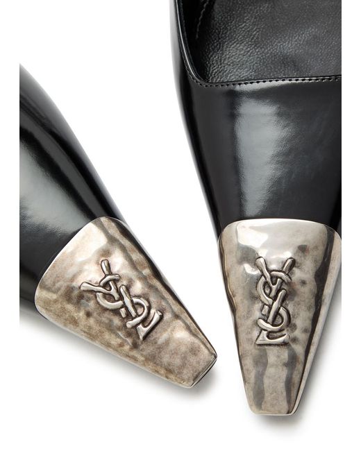 Saint Laurent Black Jeanne 75 Patent Leather Slingback Pumps