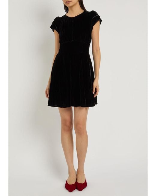 PAIGE Black Khai Velour Mini Dress