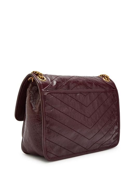 Saint Laurent Purple Niki Medium Patent Leather Shoulder Bag