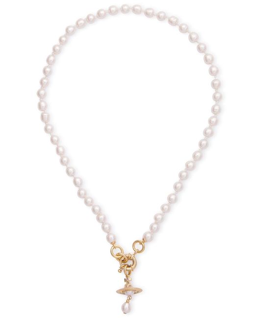 Vivienne Westwood White Aleksa Orb Glass Pearl Necklace