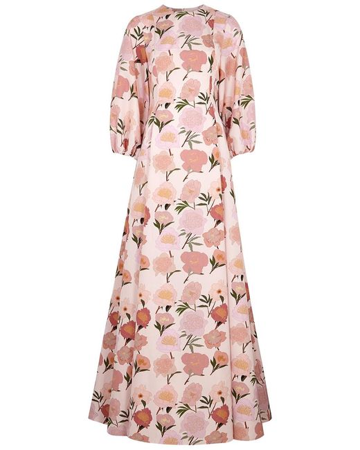 BERNADETTE Pink Maddie Floral-Print Taffeta Maxi Dress