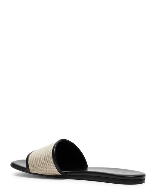 Givenchy White Logo Canvas And Leather Sliders