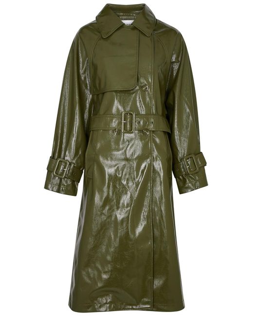 Jakke Green Winona Patent Faux Leather Trench Coat