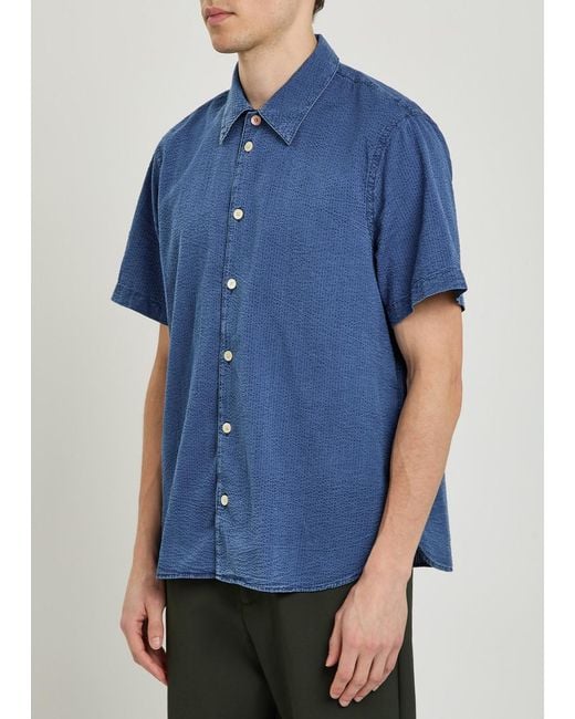Paul Smith Blue Relaxed Textured Cotton Shirt for men