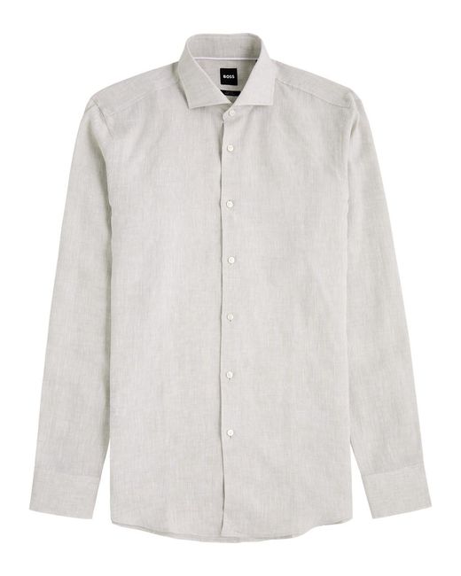 Boss White Hank Linen Shirt for men