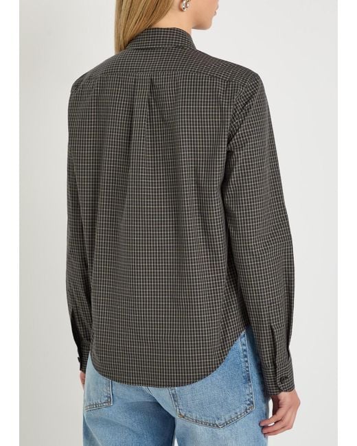 Calvin Klein Gray Sophie Checked Cotton-Poplin Shirt
