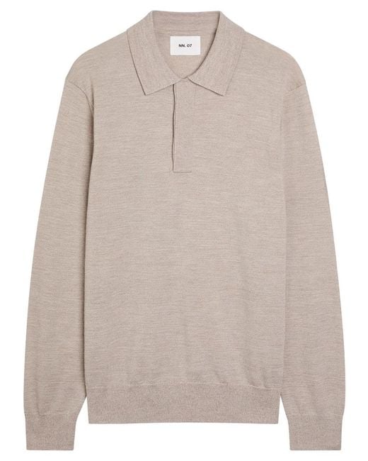 NN07 Natural Emerson Melange Wool Polo Shirt for men