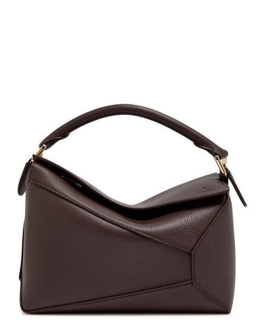 Loewe Brown Puzzle Edge Small Leather Top Handle Bag